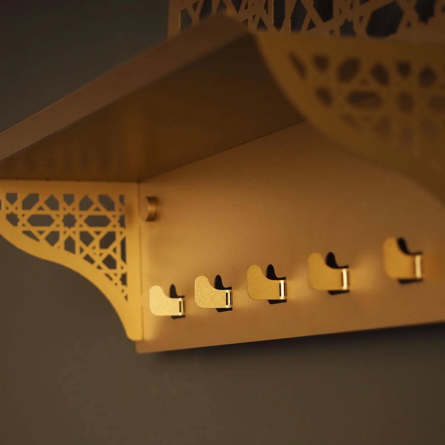 Moroccan Wall Shelf with Hooks