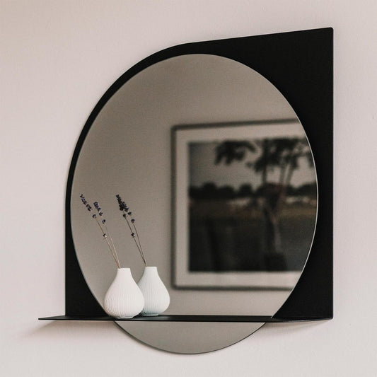 Modern Half-Frame Mirror with Shelf