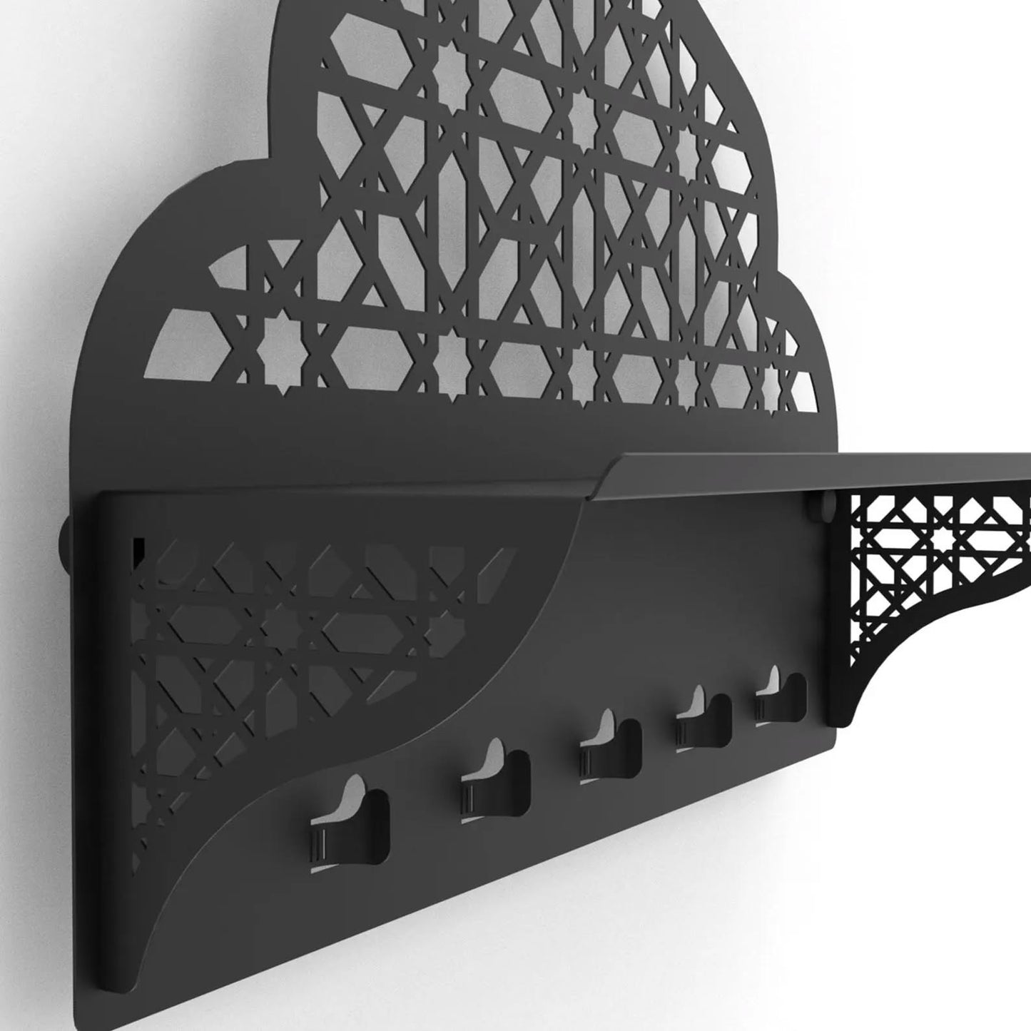 Moroccan Wall Shelf with Hooks