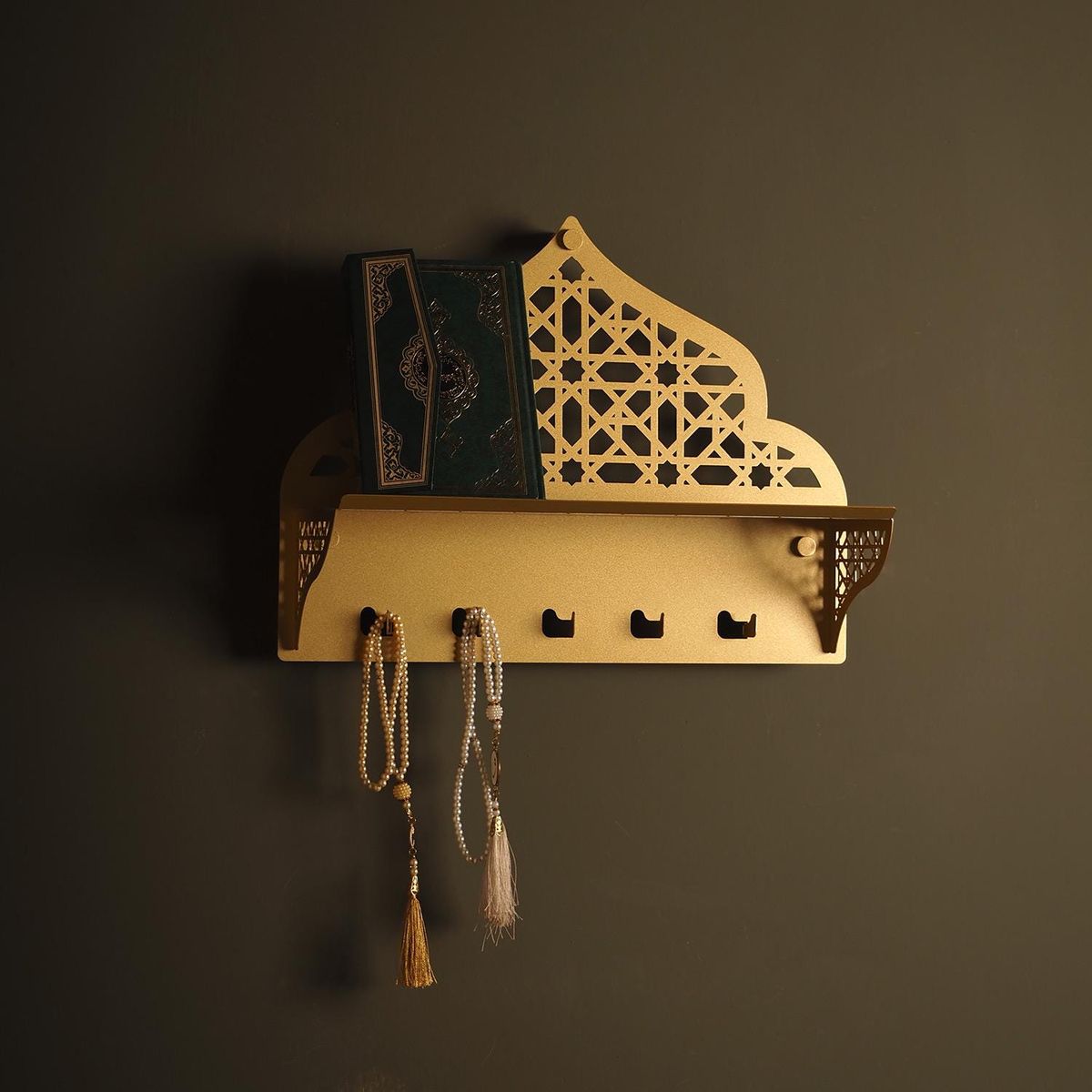 Moroccan Wall Shelf with Hooks