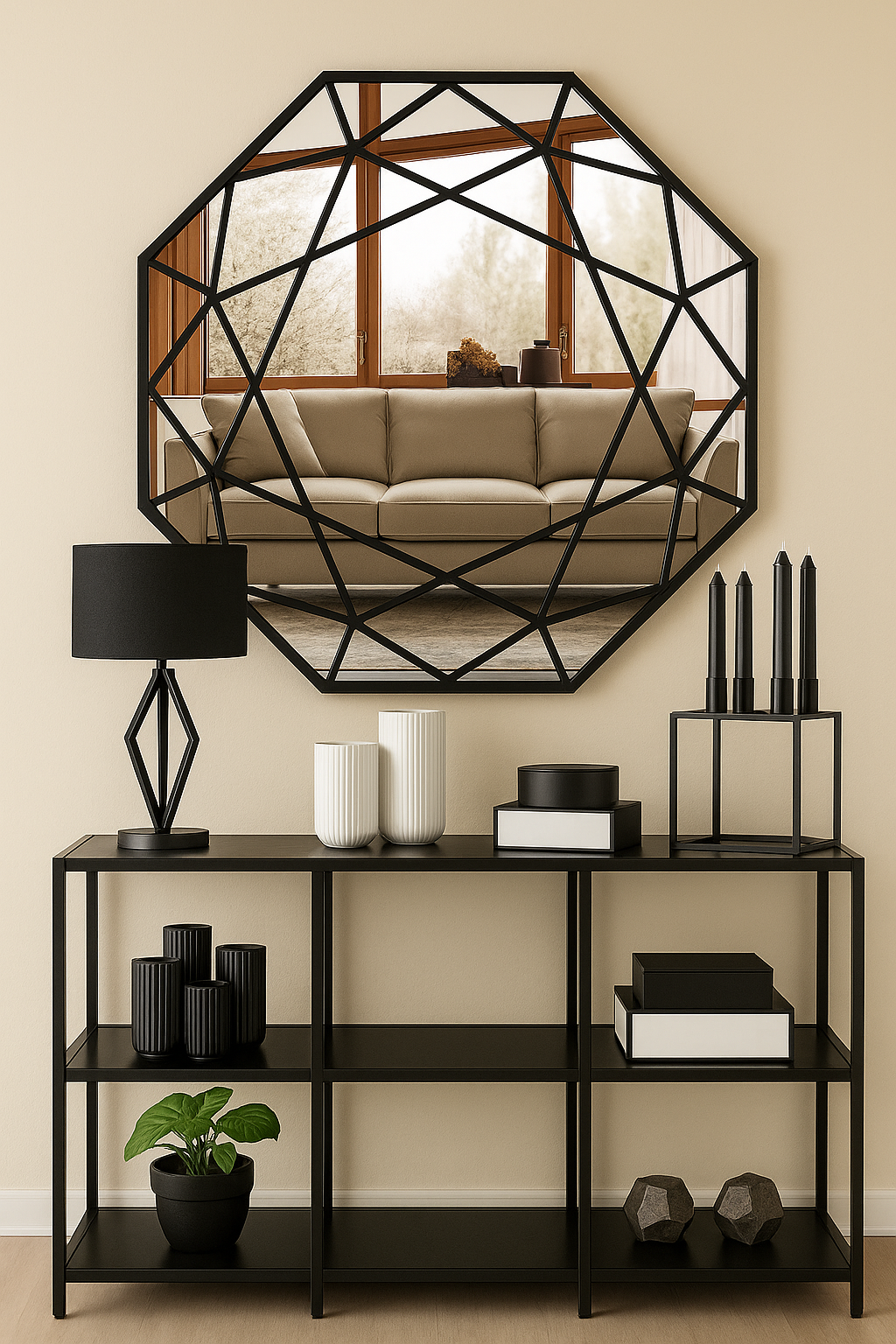 Linea Luxe Metal Console and mirror
