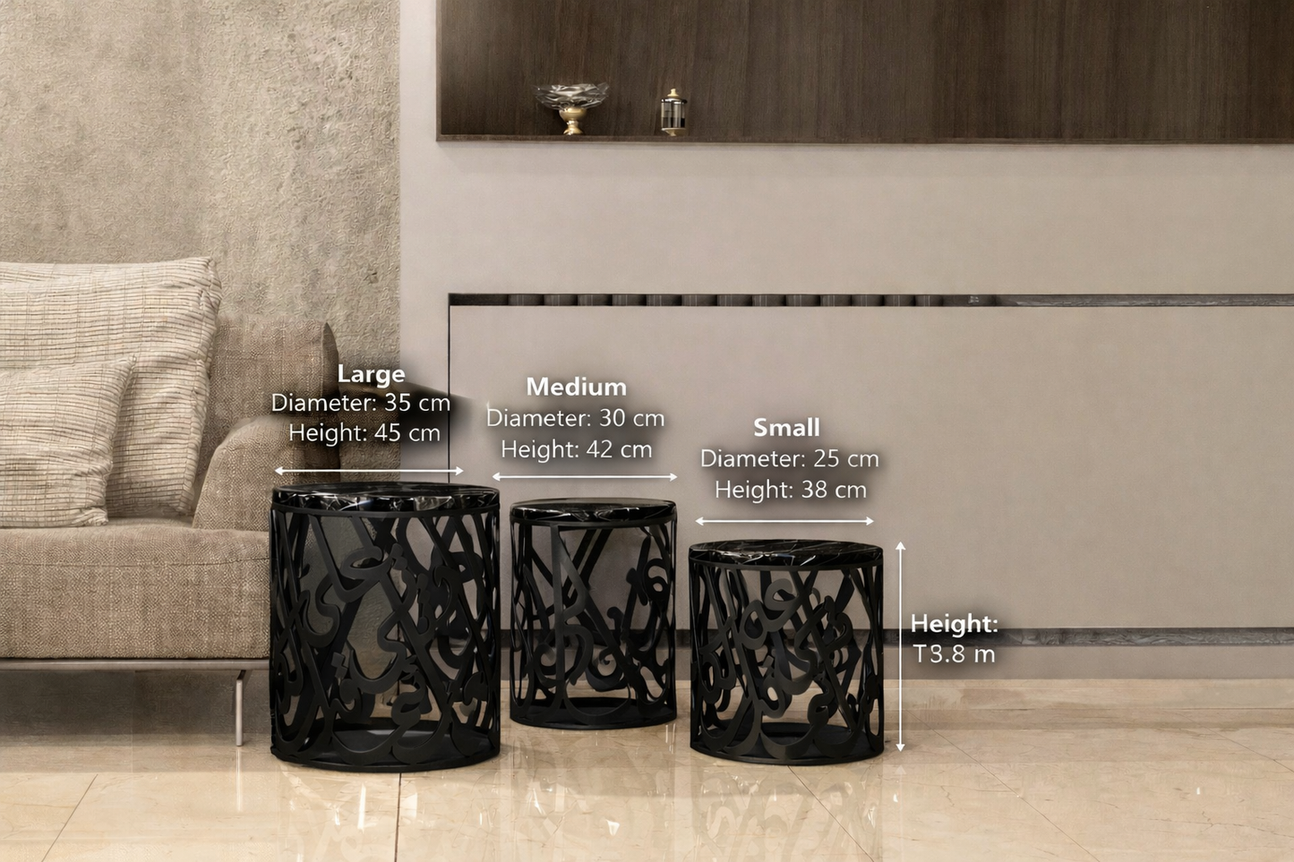 The Calligraphy Elegance Side Tables set of 3