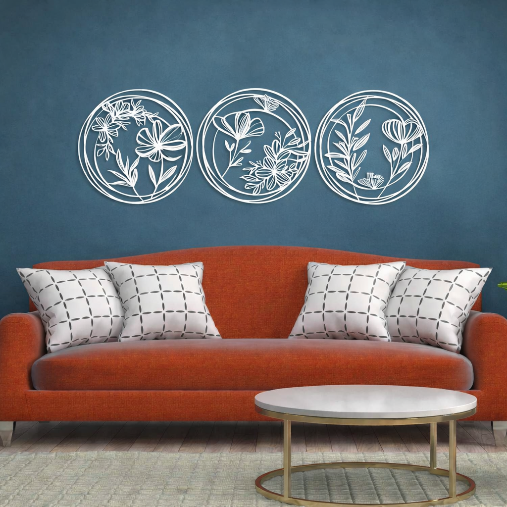Botanical Circle Wall Art Set (3 Pieces)