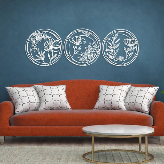 Botanical Circle Wall Art Set (3 Pieces)
