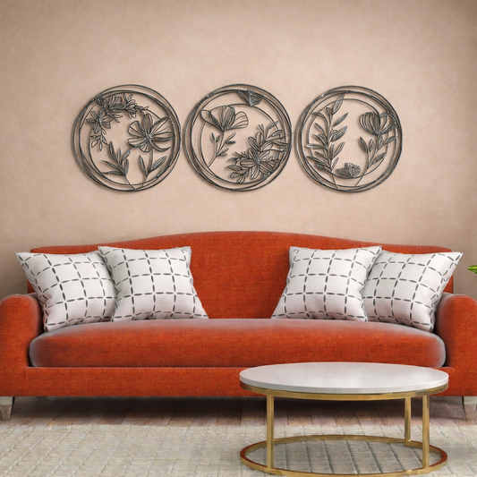 Botanical Circle Wall Art Set (3 Pieces)