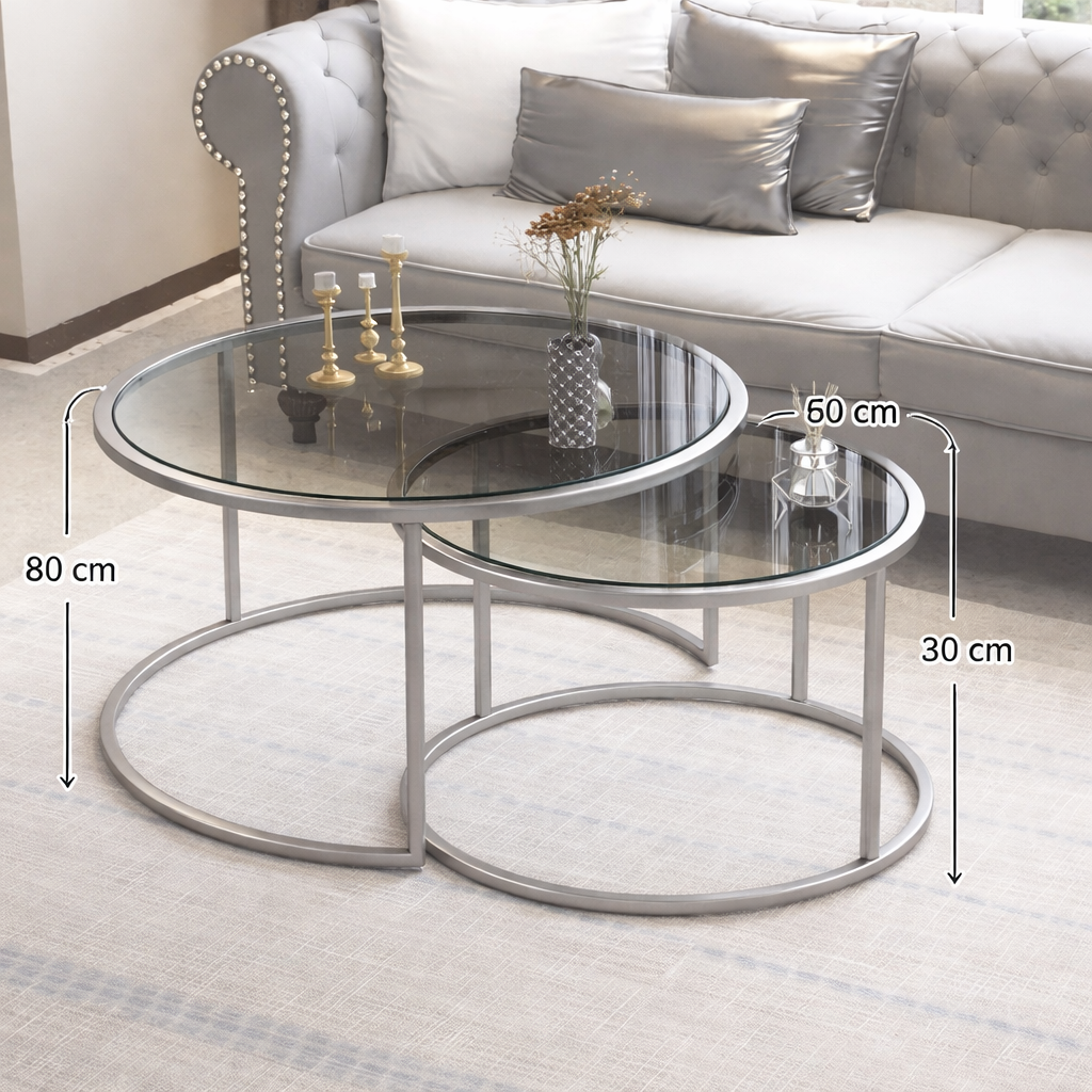 Round Nesting Coffee Tables Set (2 Pieces)