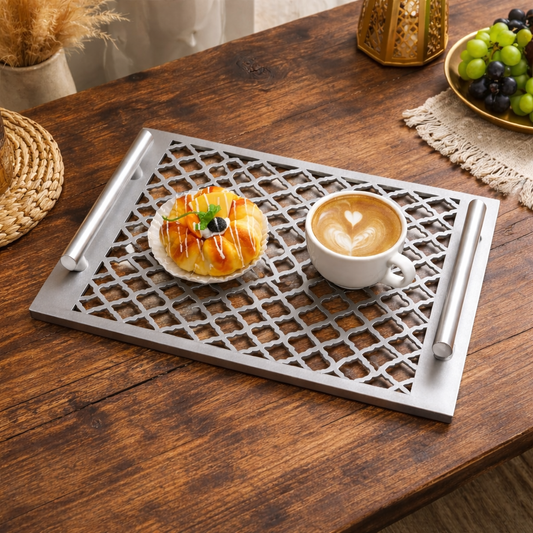 Moroccan Lattice Metal Serving Tray