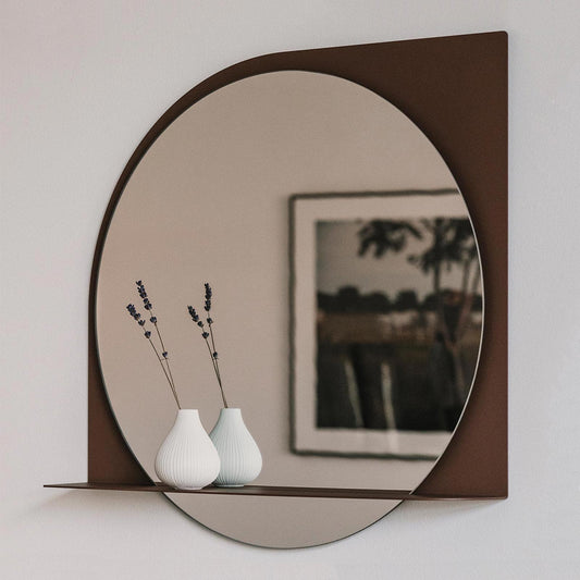 Modern Half-Frame Mirror with Shelf