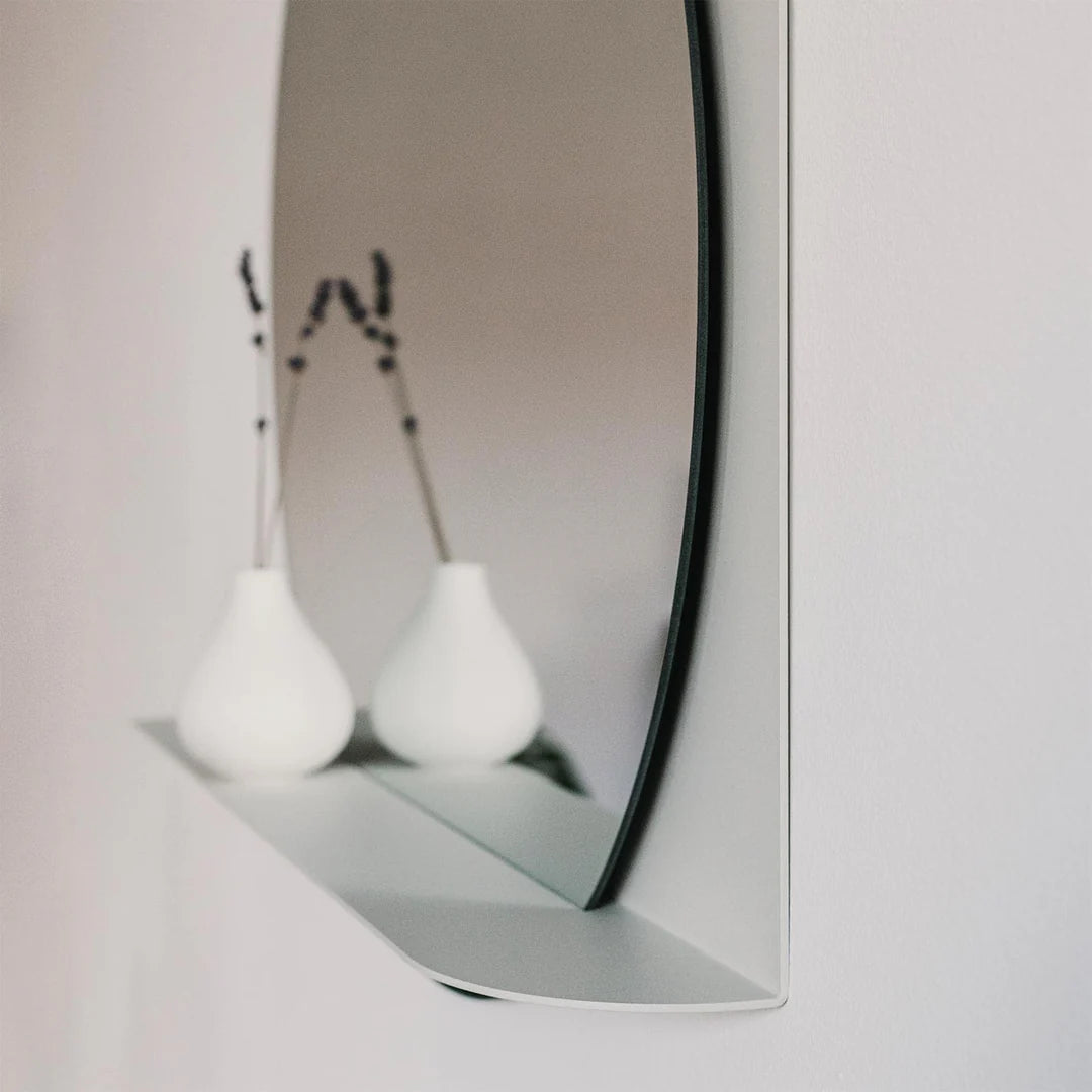 Modern Half-Frame Mirror with Shelf