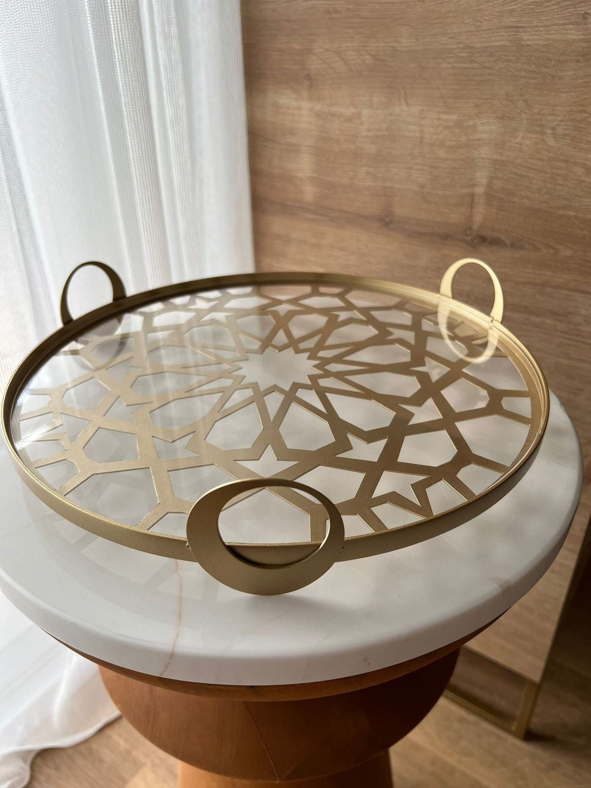 Luxe Geometric Metal Serving Tray