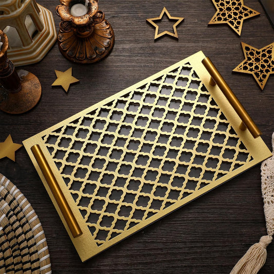 Moroccan Lattice Metal Serving Tray