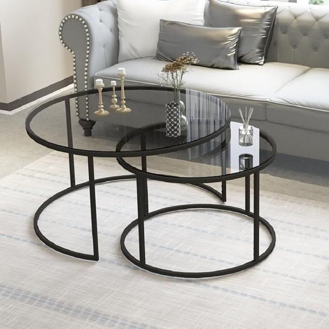 Round Nesting Coffee Tables Set (2 Pieces)