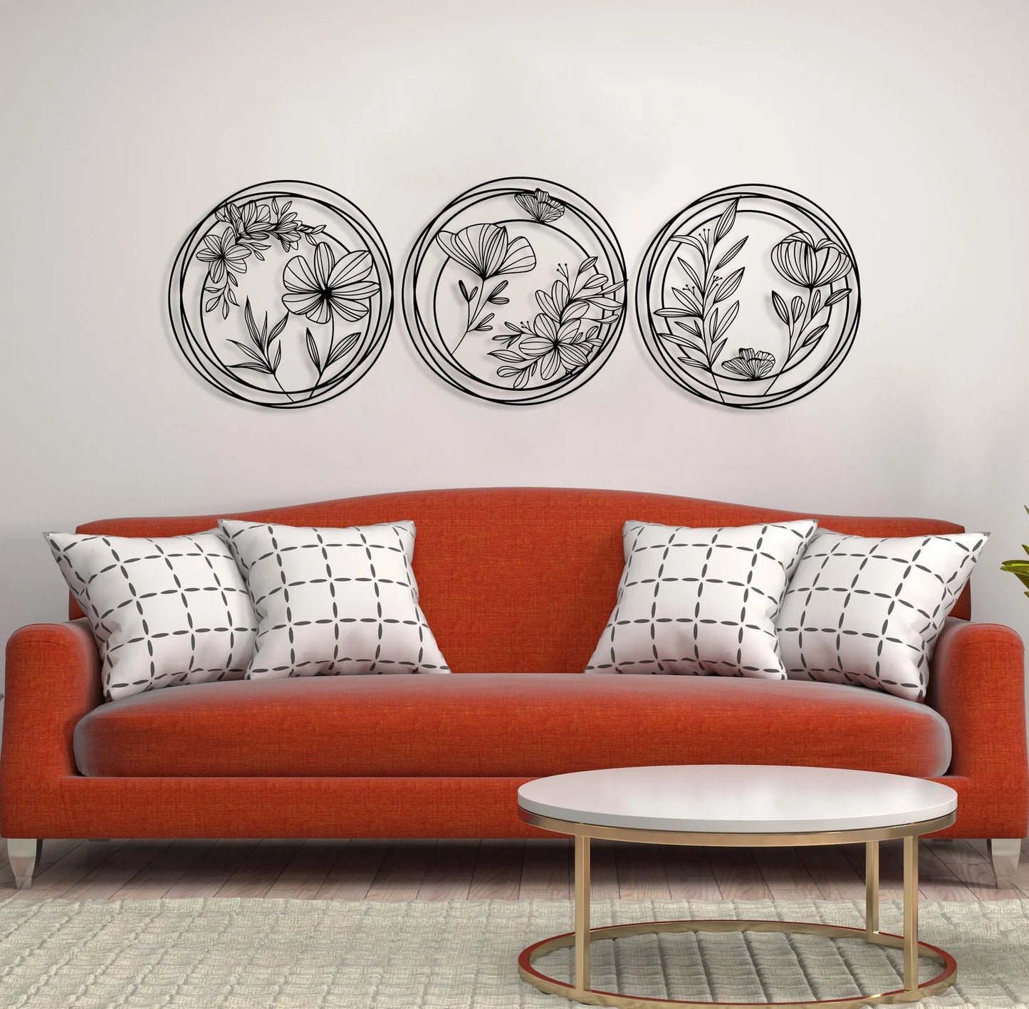 Botanical Circle Wall Art Set (3 Pieces)